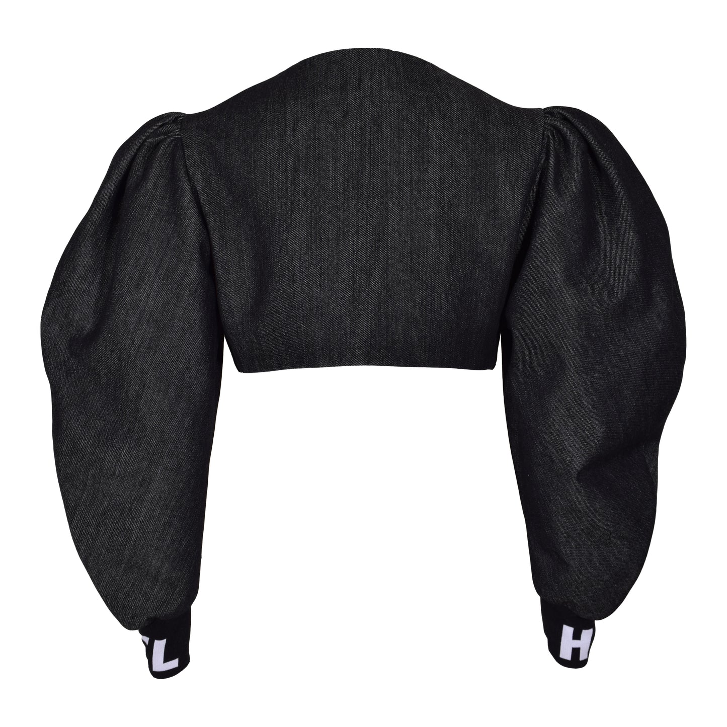 HEL Bolero "Frisia" aus Jeans in schwarz mit Puffärmeln und Bündchen