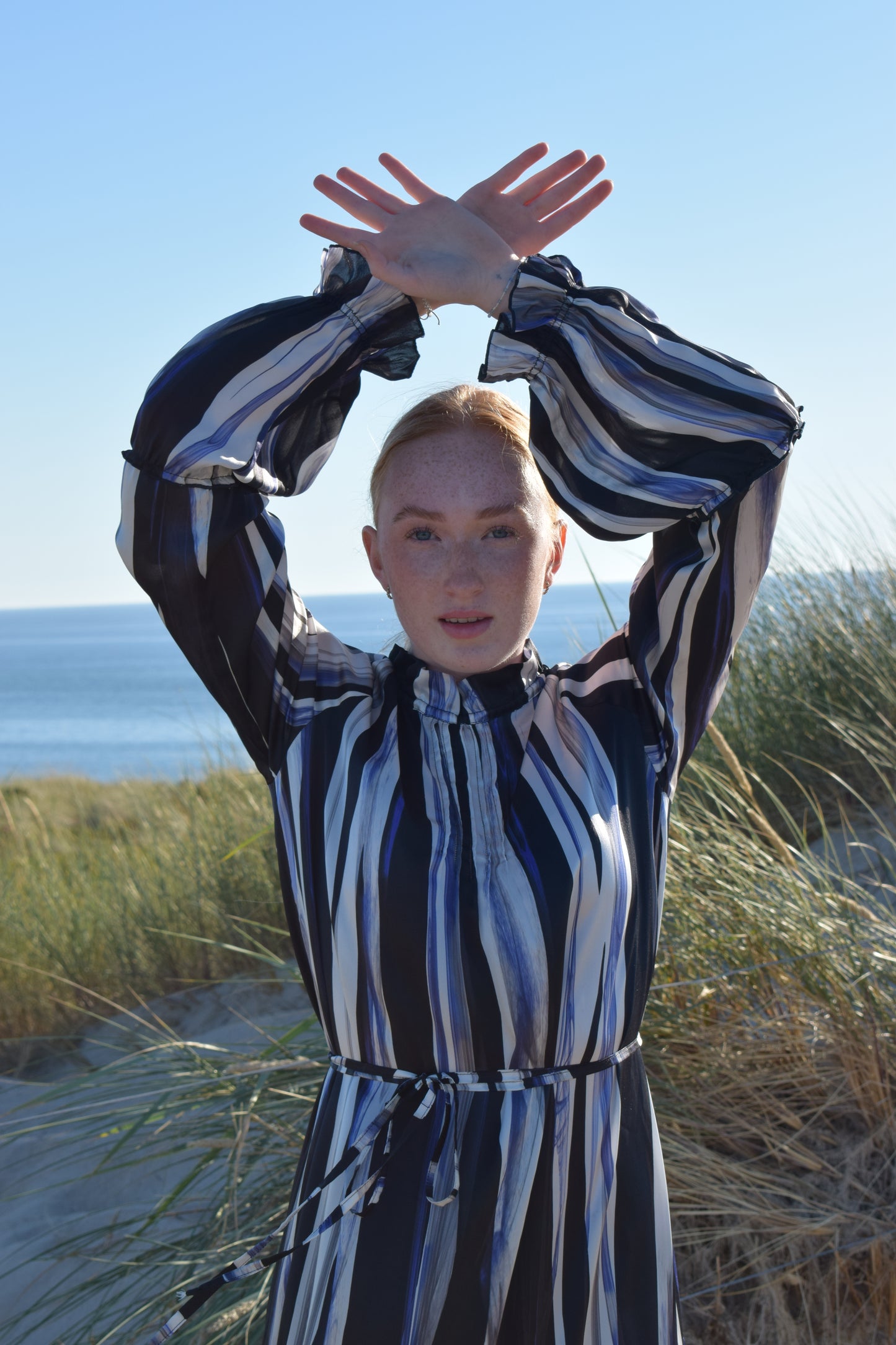 HEL Maxidress "Siden Jurk" für Damen aus reiner Seide gestreift