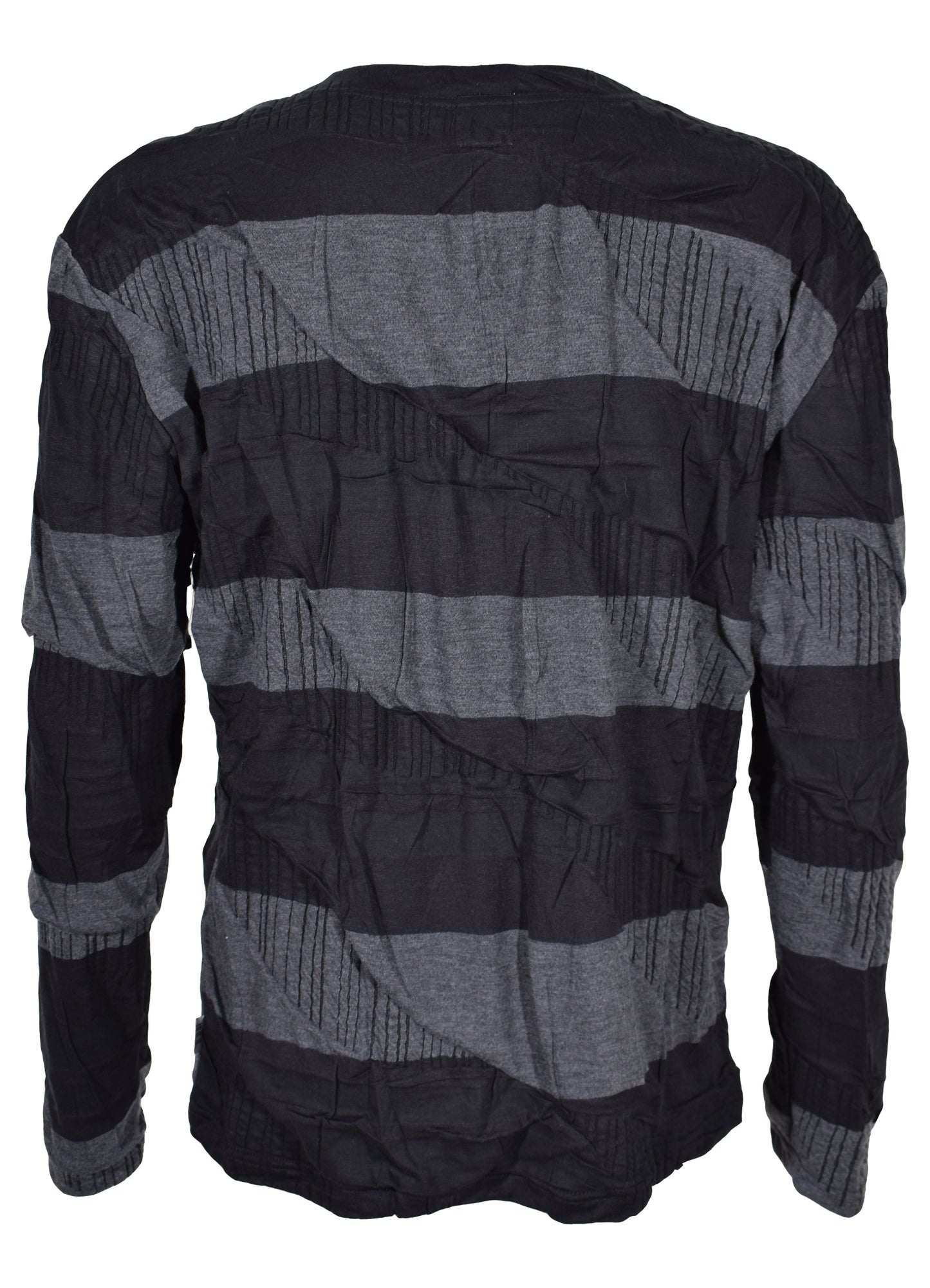 HEL Herren Longsleeve "Draped" gestreift in schwarz grau