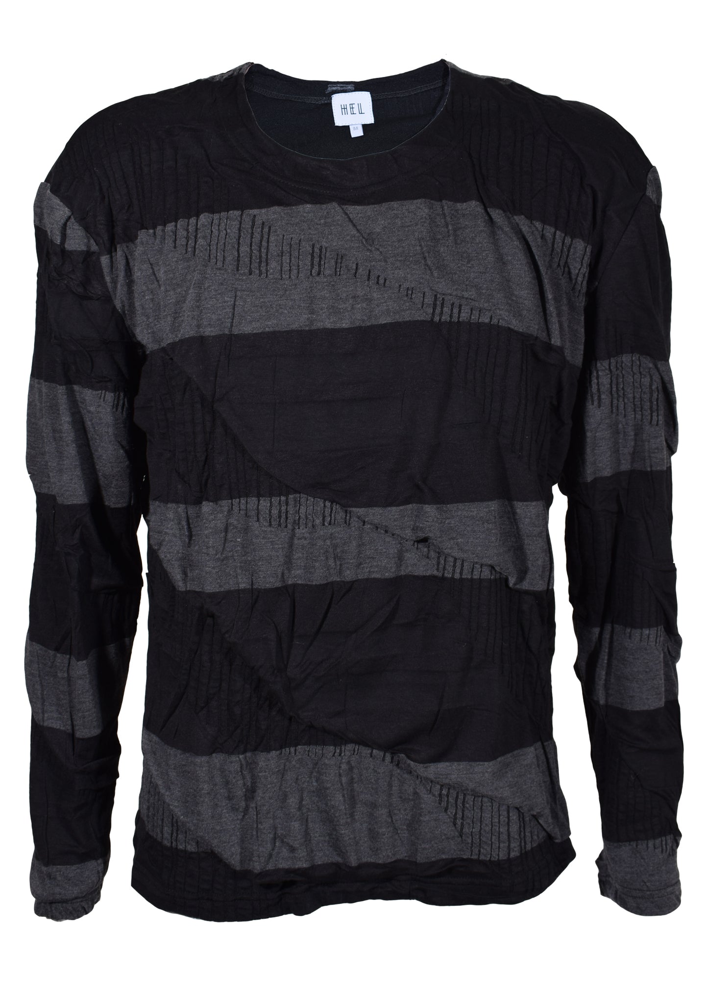 HEL Herren Longsleeve "Draped" gestreift in schwarz grau