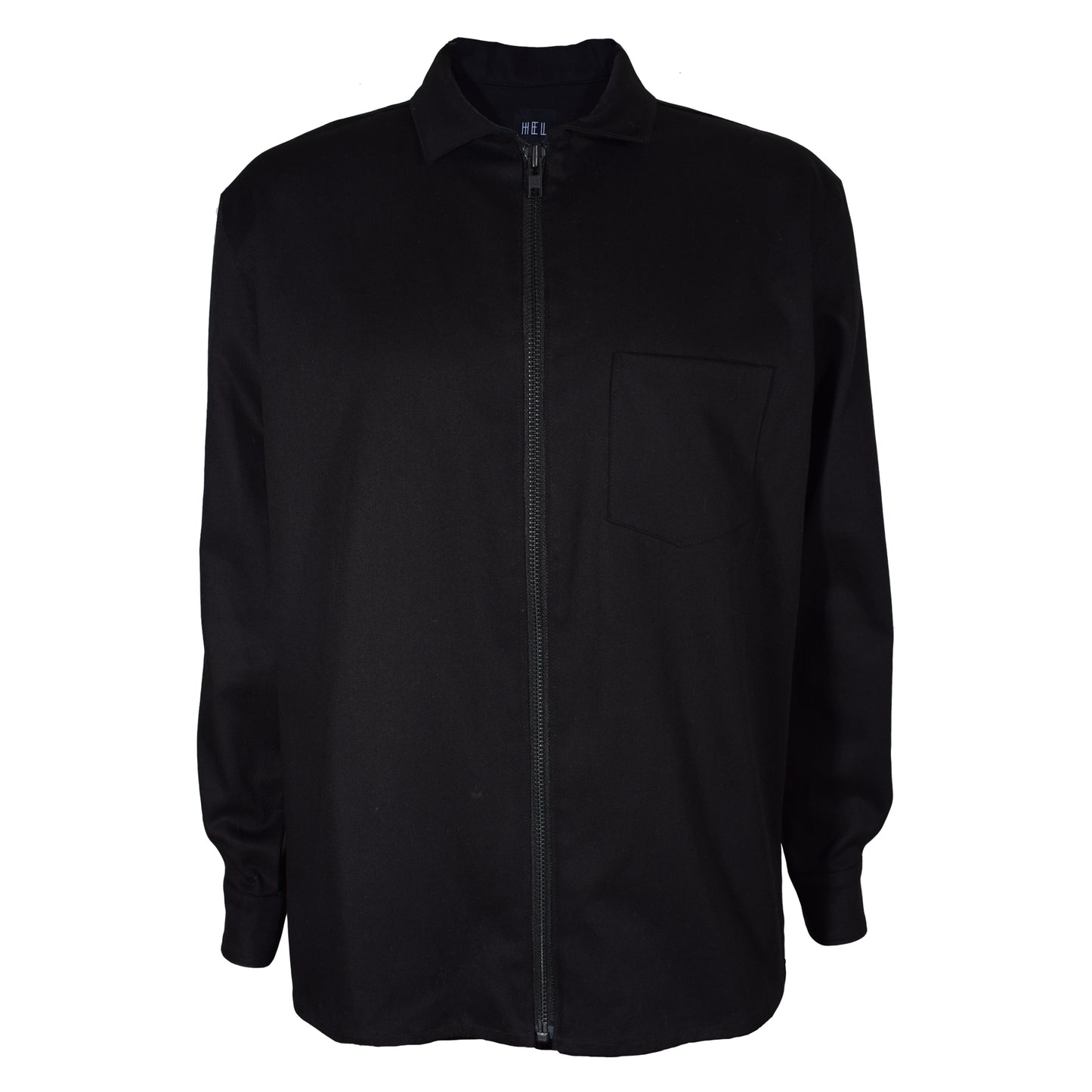 HEL Overshirt "Zipped" in schwarz mit Brusttasche und Druckknöpfen