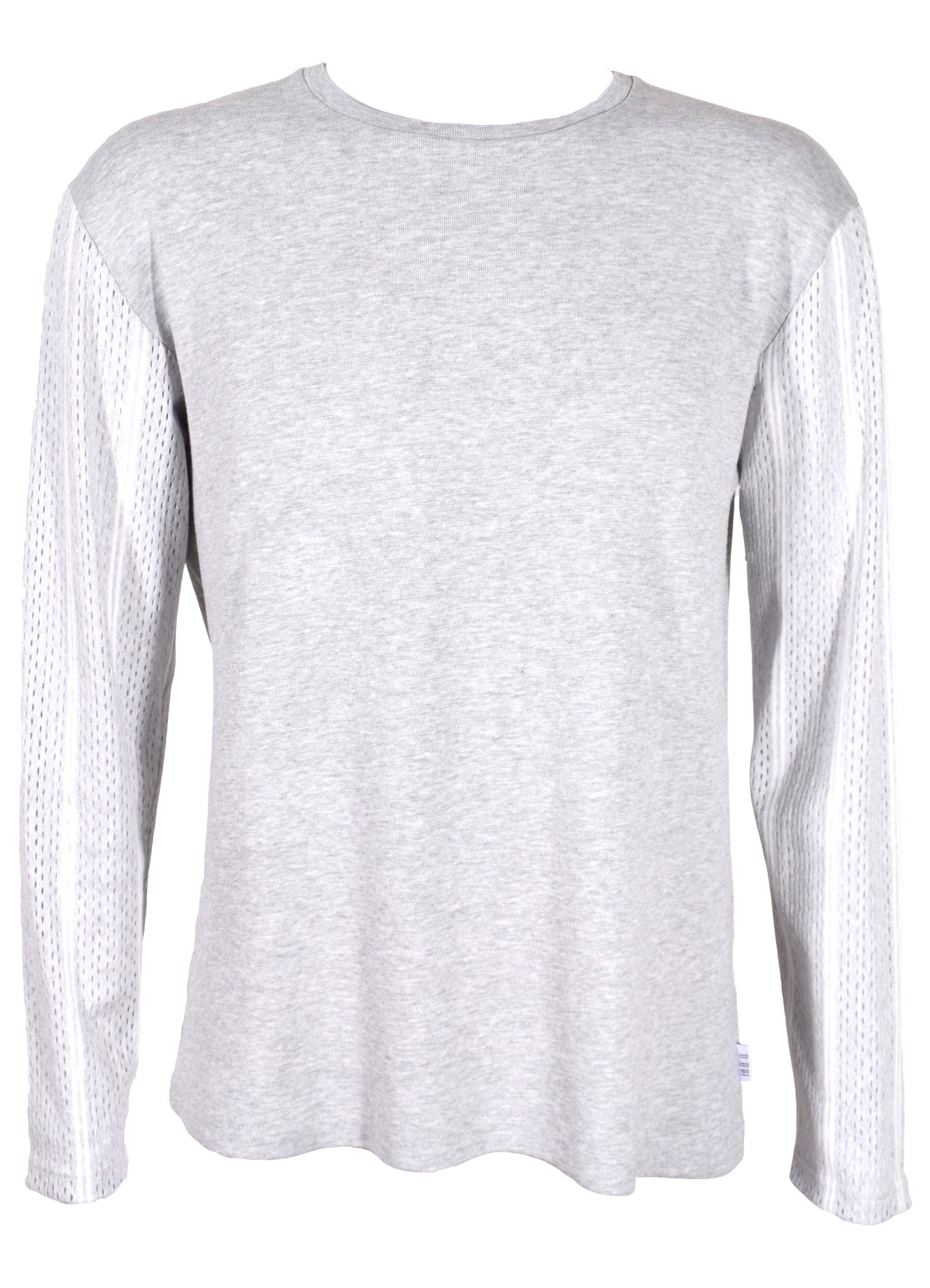 HEL Pullover "Airy" grau gelöcherte Ärmel mit Streifen Rundhals