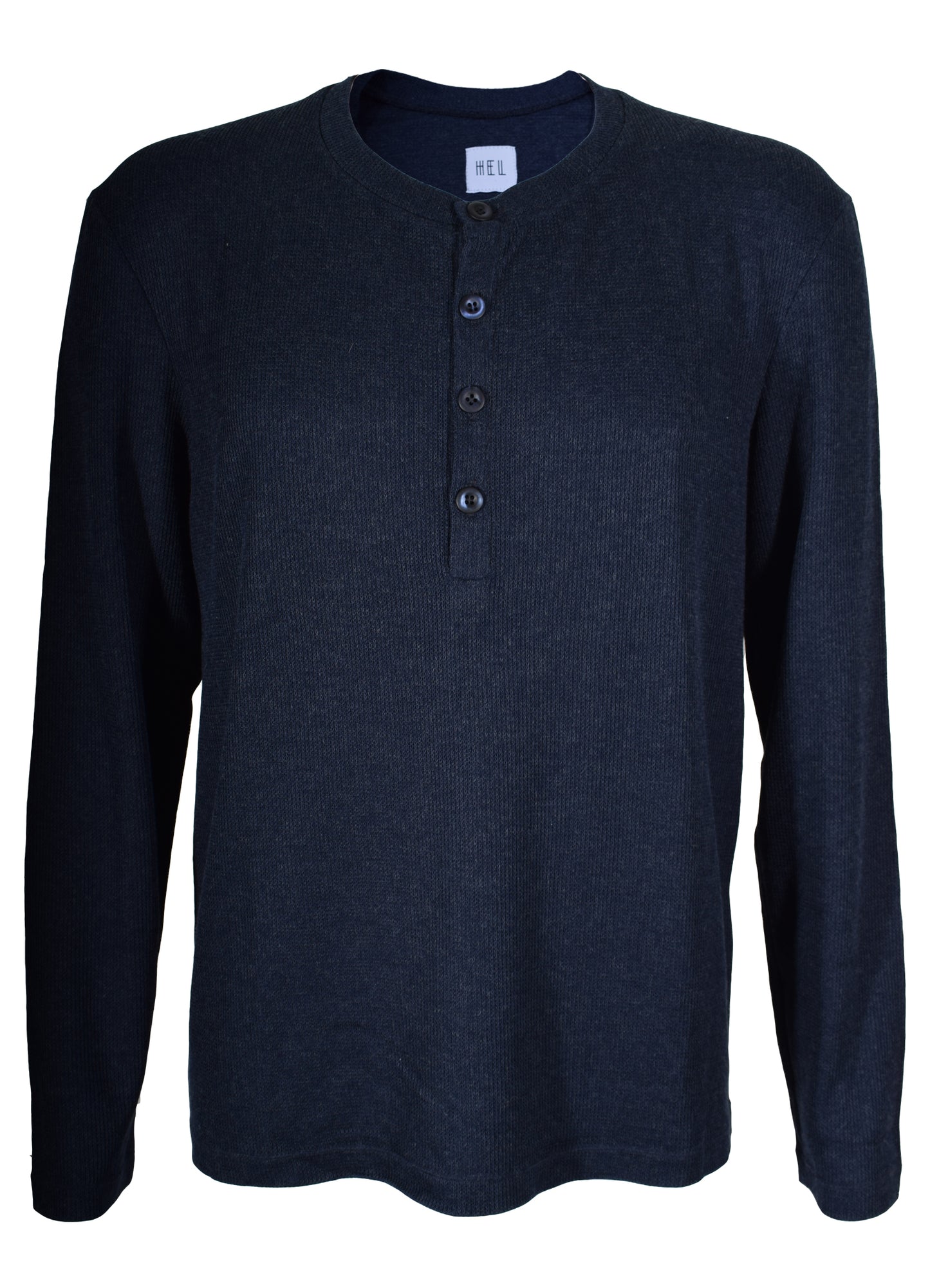 HEL Henley-Pullover für Herren aus Baumwollstrick in blau