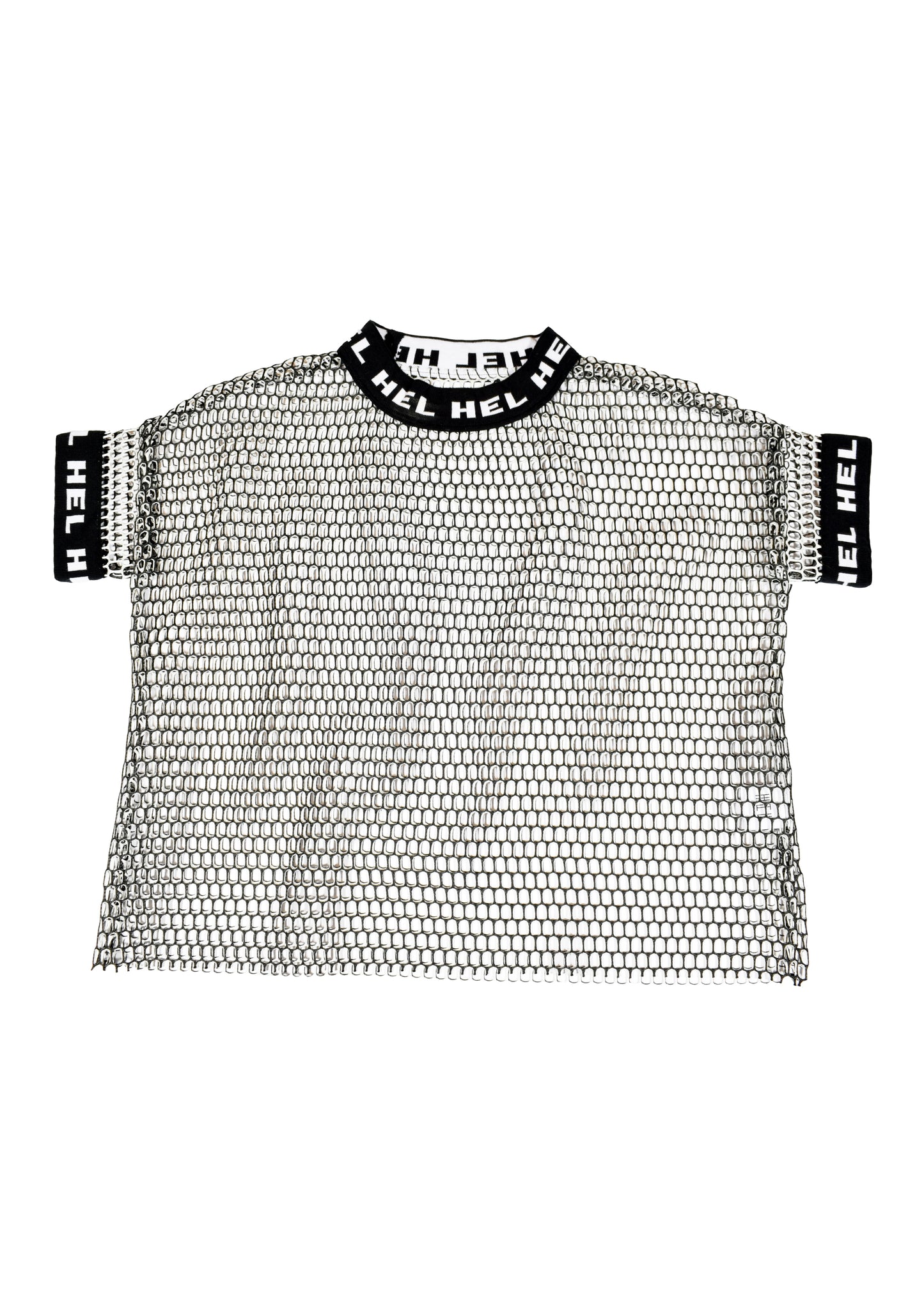 HEL Netzshirt für Damen mit Logo-Bündchen Boxy-Fit in schwarz weiß