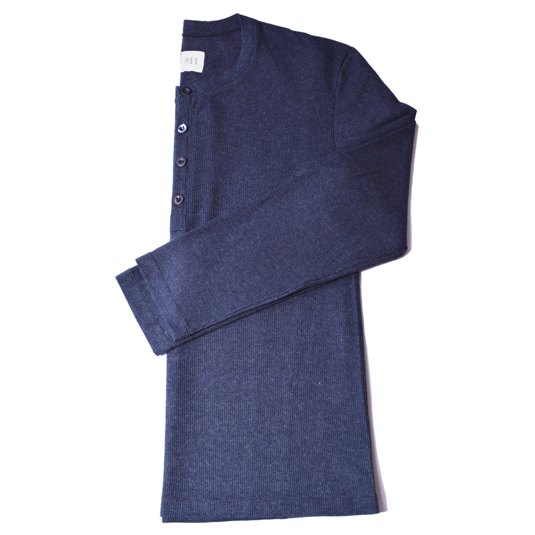 HEL Henley-Pullover für Herren aus Baumwollstrick in blau