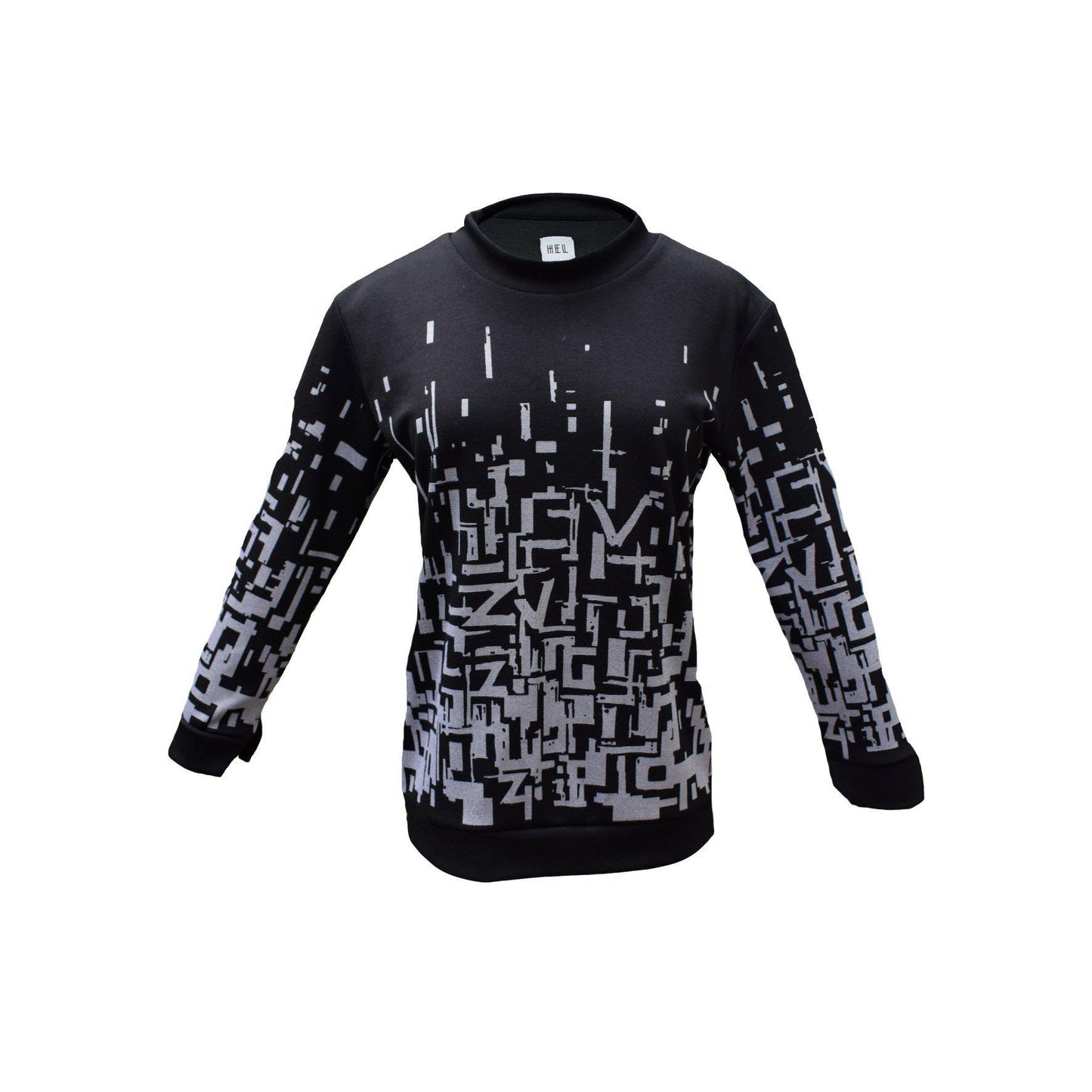 HEL Pullover für Damen Gemustert in Schwarz und Silber mit 7/8 Ärmel