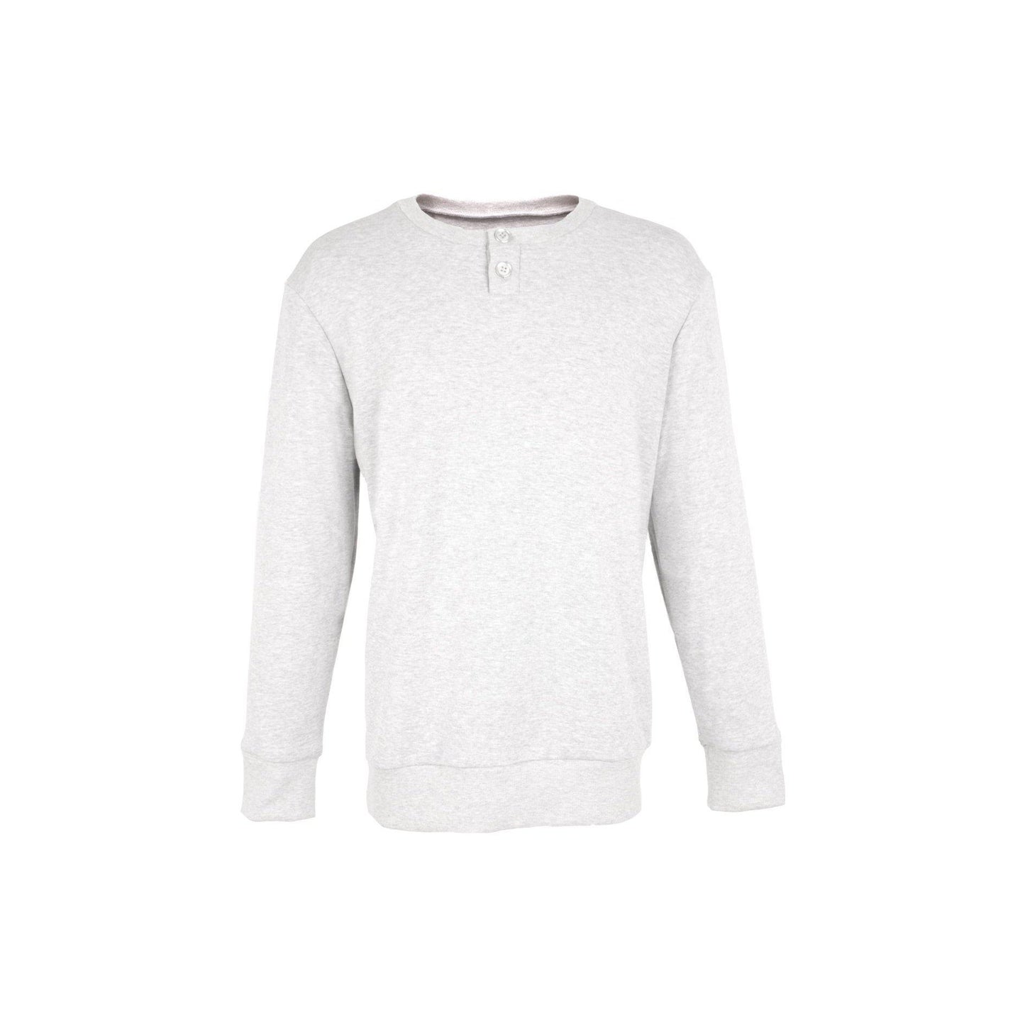 HEL Pullover " Button" mit Knopfleiste Grau meliert in Rundhals