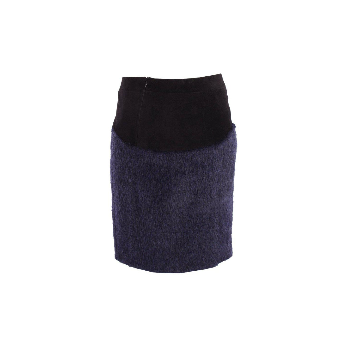 HEL Fellrock "Mix" mit Leder in schwarz und blau Unikat Gr. 38