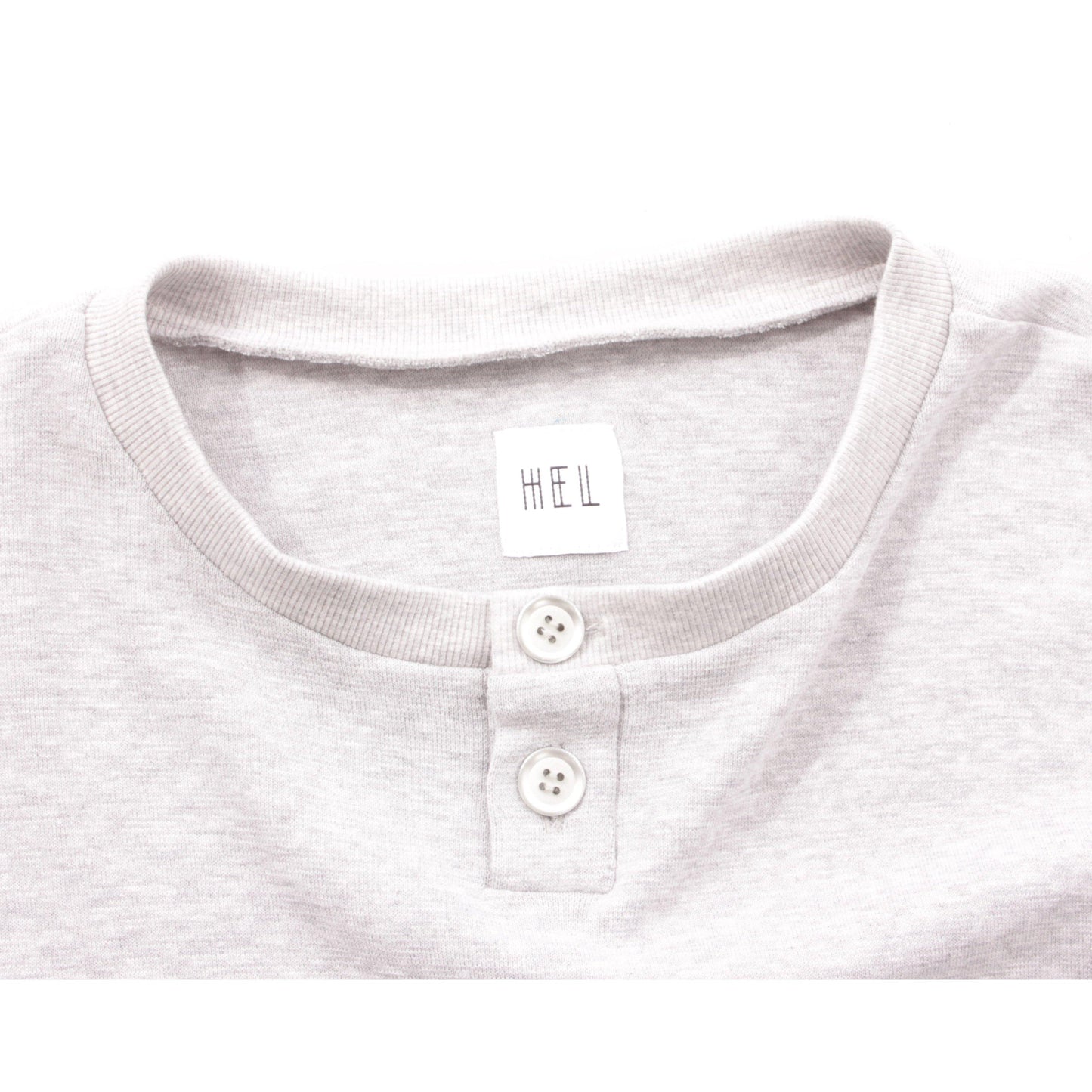 HEL Pullover " Button" mit Knopfleiste Grau meliert in Rundhals