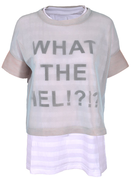 HEL Shirt "Layer" in weiß mit Streifen und Netztteil