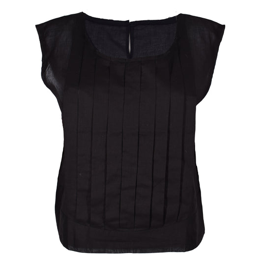 HEL Boxy-Fit Shirt "Pleated" für Damen aus feiner Baumwolle in schwarz