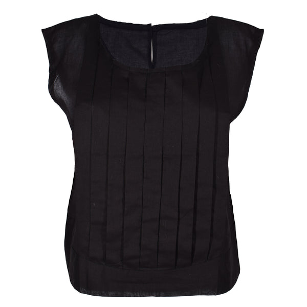 HEL Boxy-Fit Shirt "Pleated" für Damen aus feiner Baumwolle in schwarz