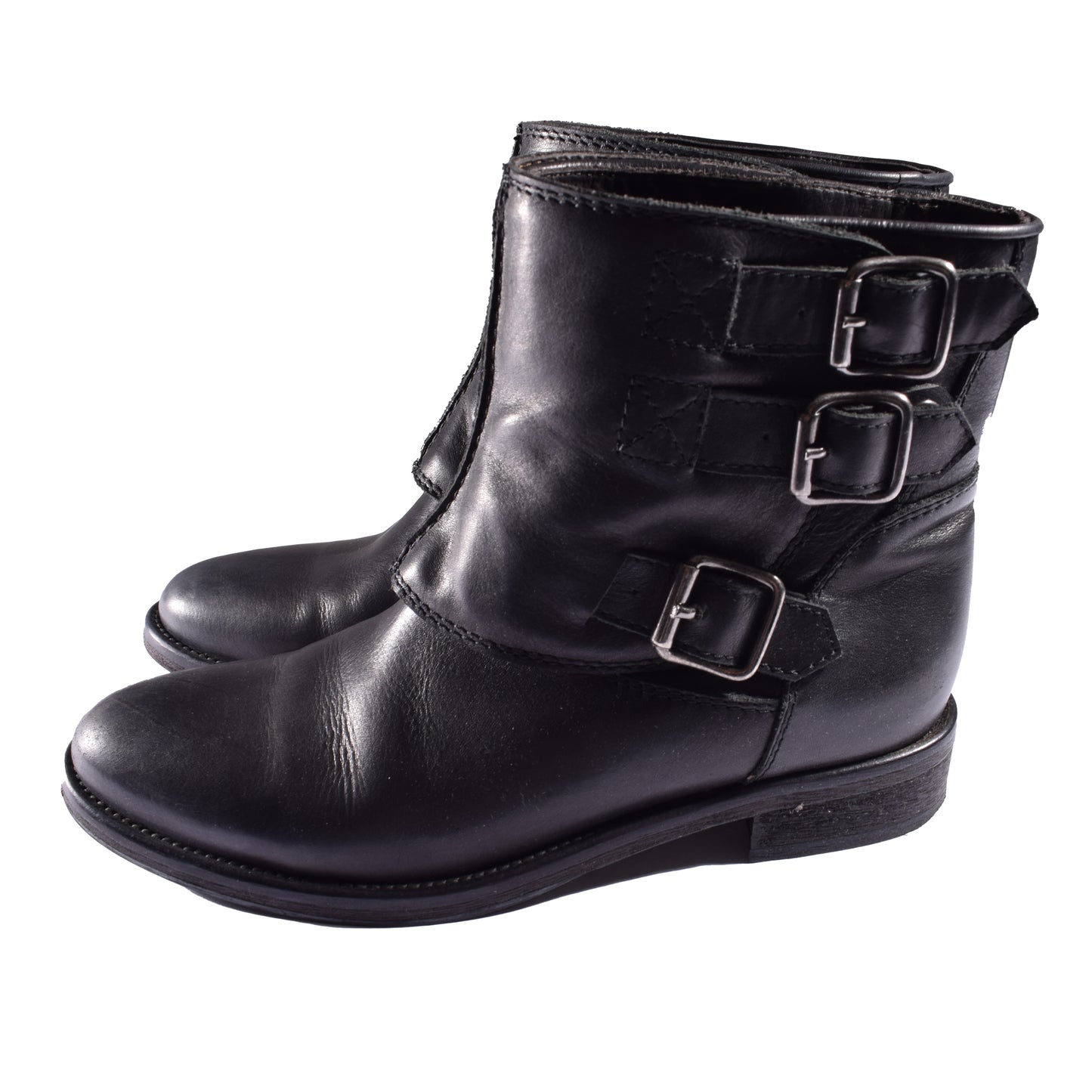 Via Roma Boots. Schönes italienisches Design im Biker Style. Aus Leder in Gr. 37,5. Seitenansicht mit kleinem Absatz 