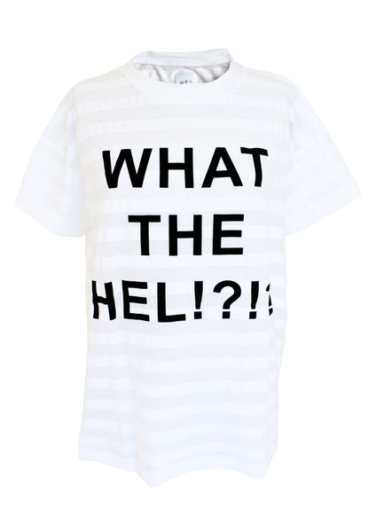 Individuelles HEL "WHAT THE HEL" Oversize T-Shirt weiß gestreift kurzarm