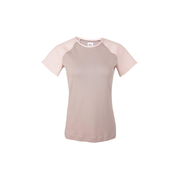 HEL T-Shirt "Mingd" für Damen mit Raglanärmel und Materialmix grau und rosa