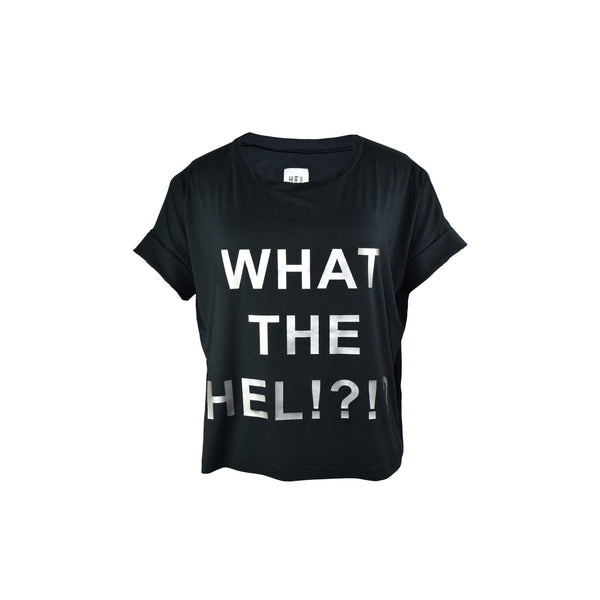 WHAT THE HEL?!?! Boxy-Fit Shirt aus Jersey in Graphit
